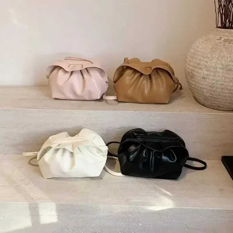 PU Ruffle Edge Zipper 2025 New Product Shoulder Bag Solid Color Fashion Western Soft Cross Bag Z250324