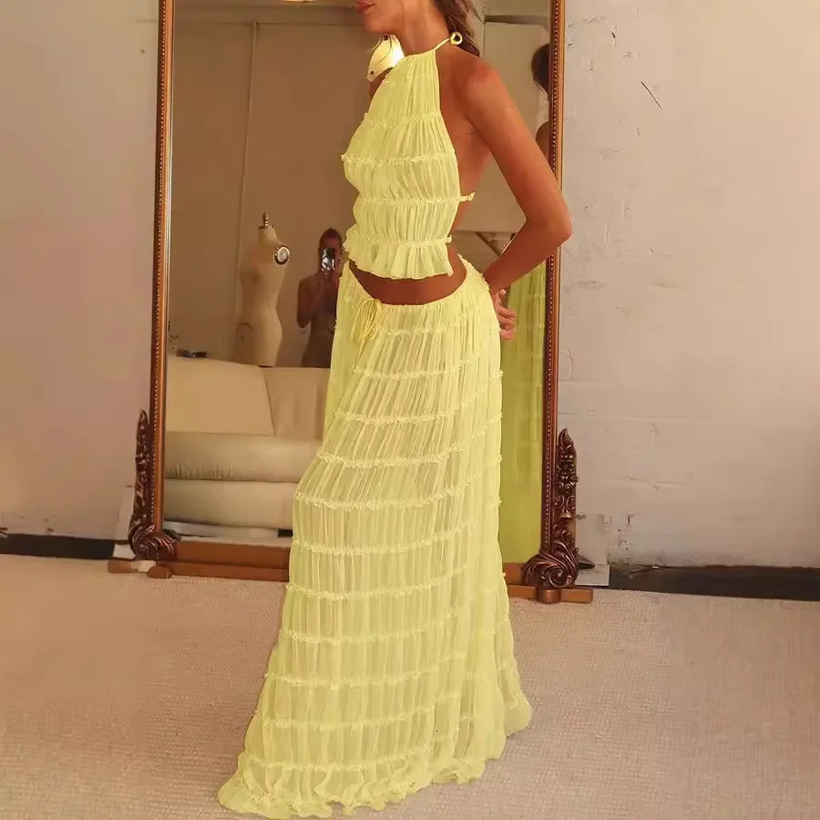 Sexy womens clothing European and American style camisole collar top 2piece set ly arrived sleeveless fashion 250318