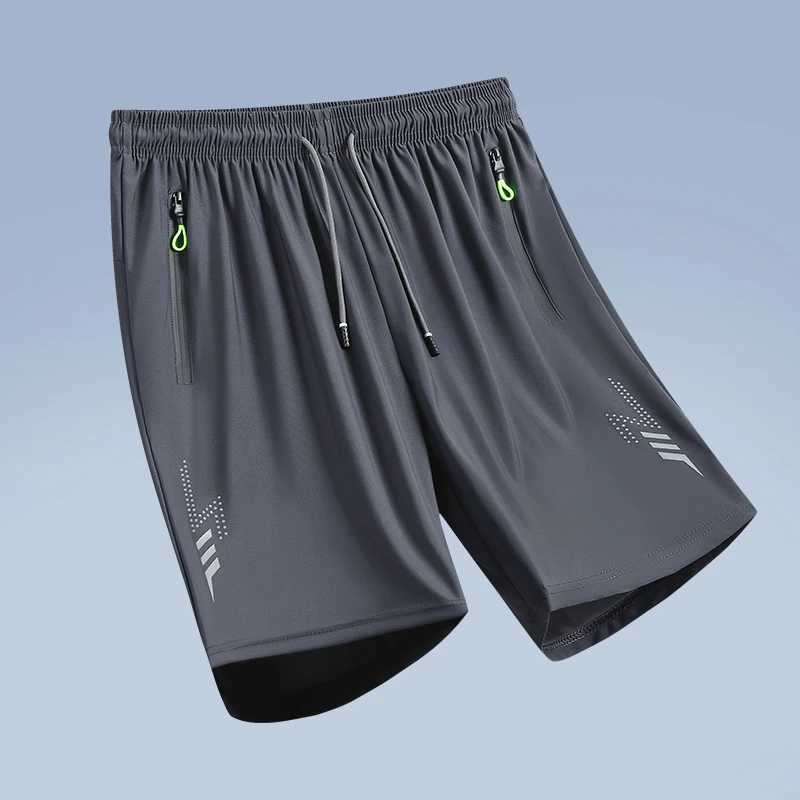 Running shorts summer cool ice silk sports bag beach shorts sports breathable stretching training shorts jogging fast drying 8XL W250324