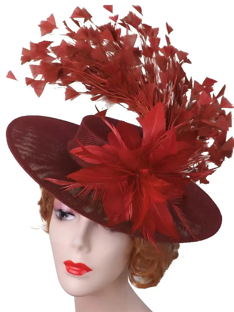 Feather Flower Fascinator Hat Party Wedding Women Pillbox Cap Elegant Ladies Church Occasion Race Millinery Cap Hair Accessories 250322