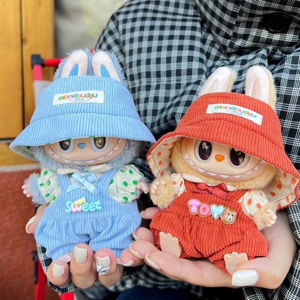 Suitable for 15cm cute mini Labubu clothing Kaii bib pants with matching shoe Labubu accessoriesXJ250324