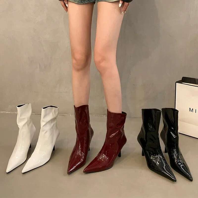 New High Heels Ankle Sexy Pointed Toe 2024 Winter Fashion Boots Women Shoes Pumps Casual Mujer Botas