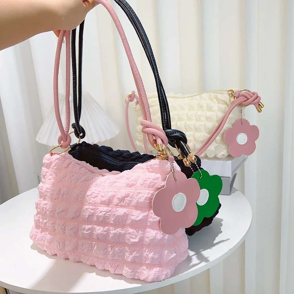2025 new Korean soft bubble women's handbag pleated cloud underarm bag designer fashionable casual shoulder bag cute wallet3