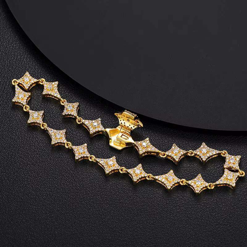 Dropshipping Bling Hip Hop Jewelry 925 Sterling Silver D Color VVS Moissanite Iced Out Star Charm Bracelet Anklet for Men Women