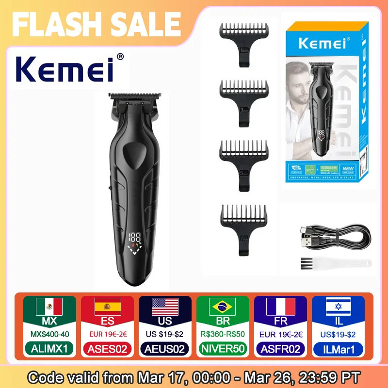 Kemei KM-2269 Upgraded Professional Electric Hair Trimmers Rechargeable Hair Cutter Clippers For Barber Shop 250324