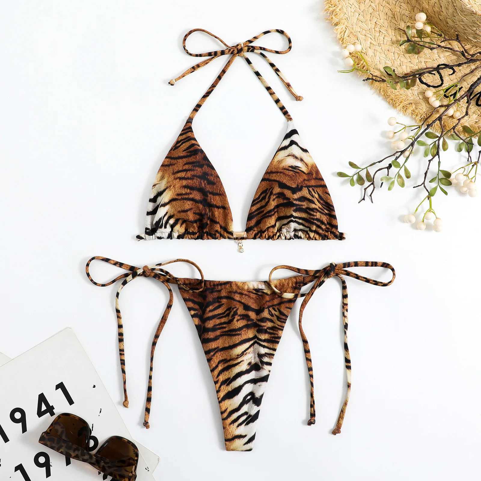 New sexy tiger striped bikini swimsuit womens swimsuit Fa beach swimsuit Brazilian bikini setXJ250324