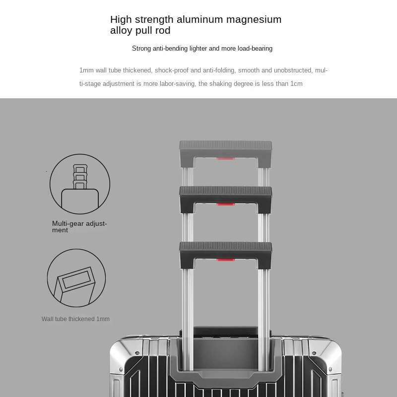 100% Aluminum-magnesium alloy Rolg Lage Aluminium Travel Suitcase Metal Trolley Case Universal Wheel Password Boarding Bag