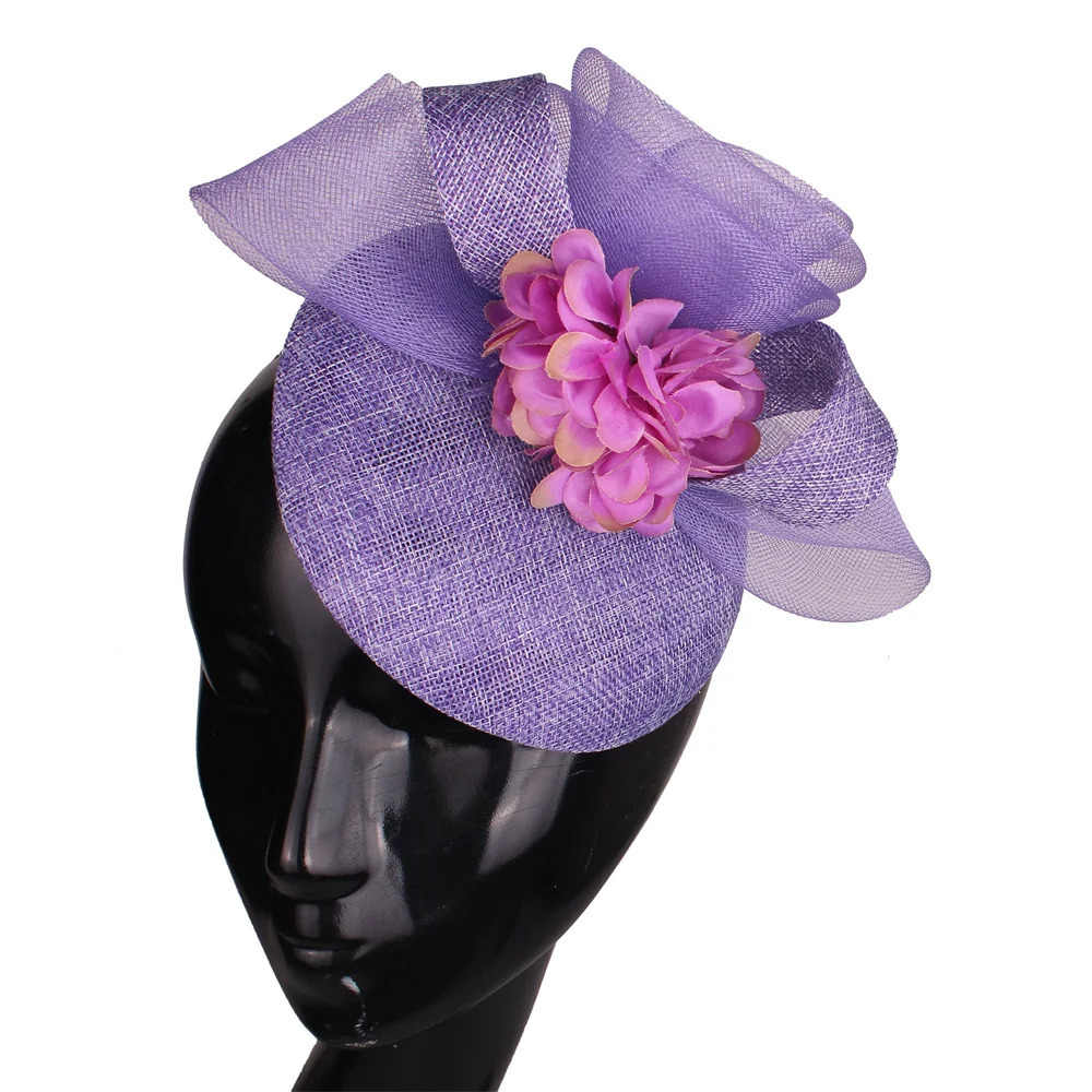 Lavender Flower Women Fascinator Cocktail Hat Millinery Church Headband Elegant Fancy Headpiece Nice Show Party Mesh Caps 250320