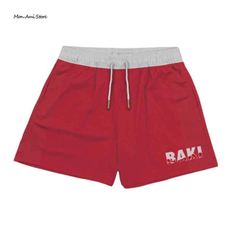 Mens fast drying Baki Hanma 3D printed anime gym shorts fitness network sports shorts summer casual manga shorts W250324