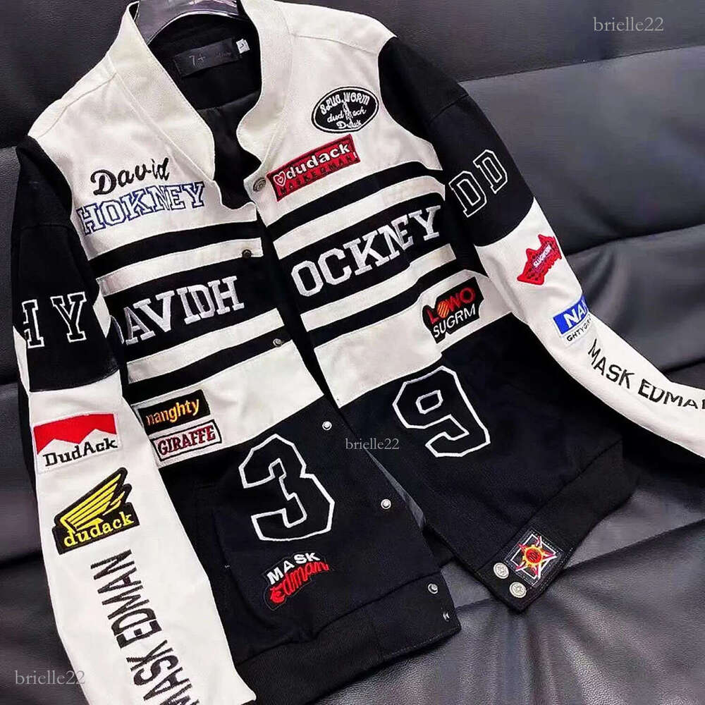 Men's Jackets Embroidery Motorcycle Racing Jacket Long Sleeve Top Unisex American Bombers Spring Autumn Hip Hop High Street Bomber Varsity 231016