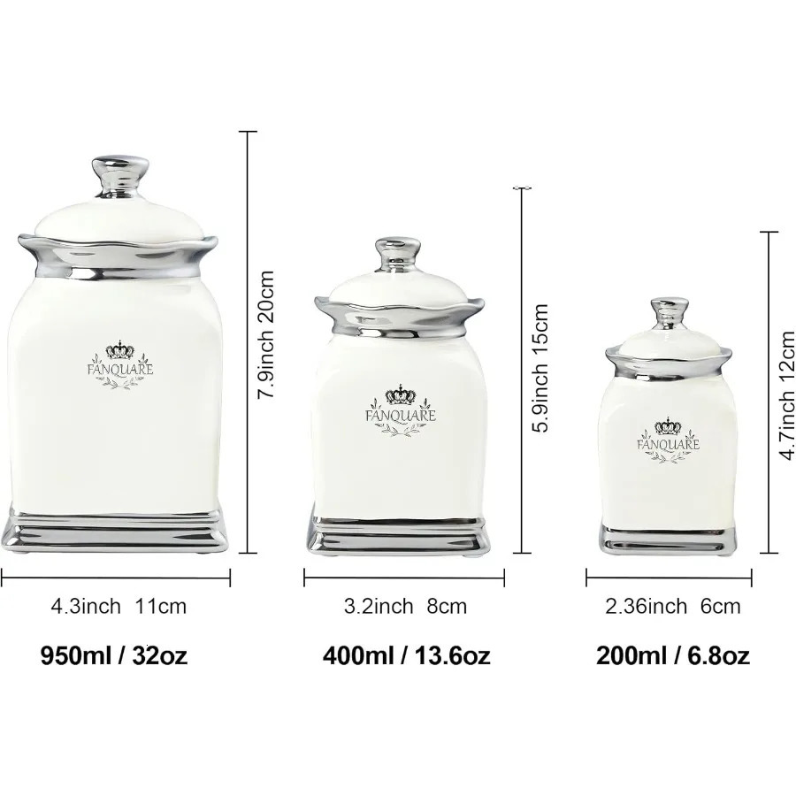 Fanquare white countertop jar set 3in3 size farmhouse tile biscuit and small sugar bowl ceramic decoration 250324