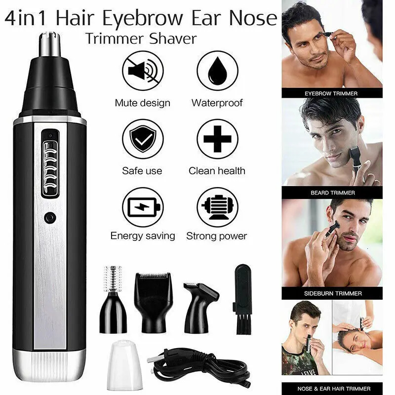 4 in 1 Rechargeable Men Electric Nose Ear Hair Trimmer Women trimming sideburns eyebrows Beard hair clipper cut Shaver 250324