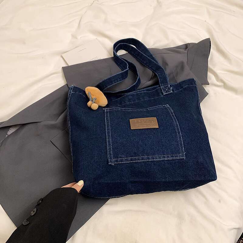 Women's Bags Cowboy canvas shoulder for women, large capacity Japanese and Korean casual versatile, niche artistic tote bag, handbag shopping bag