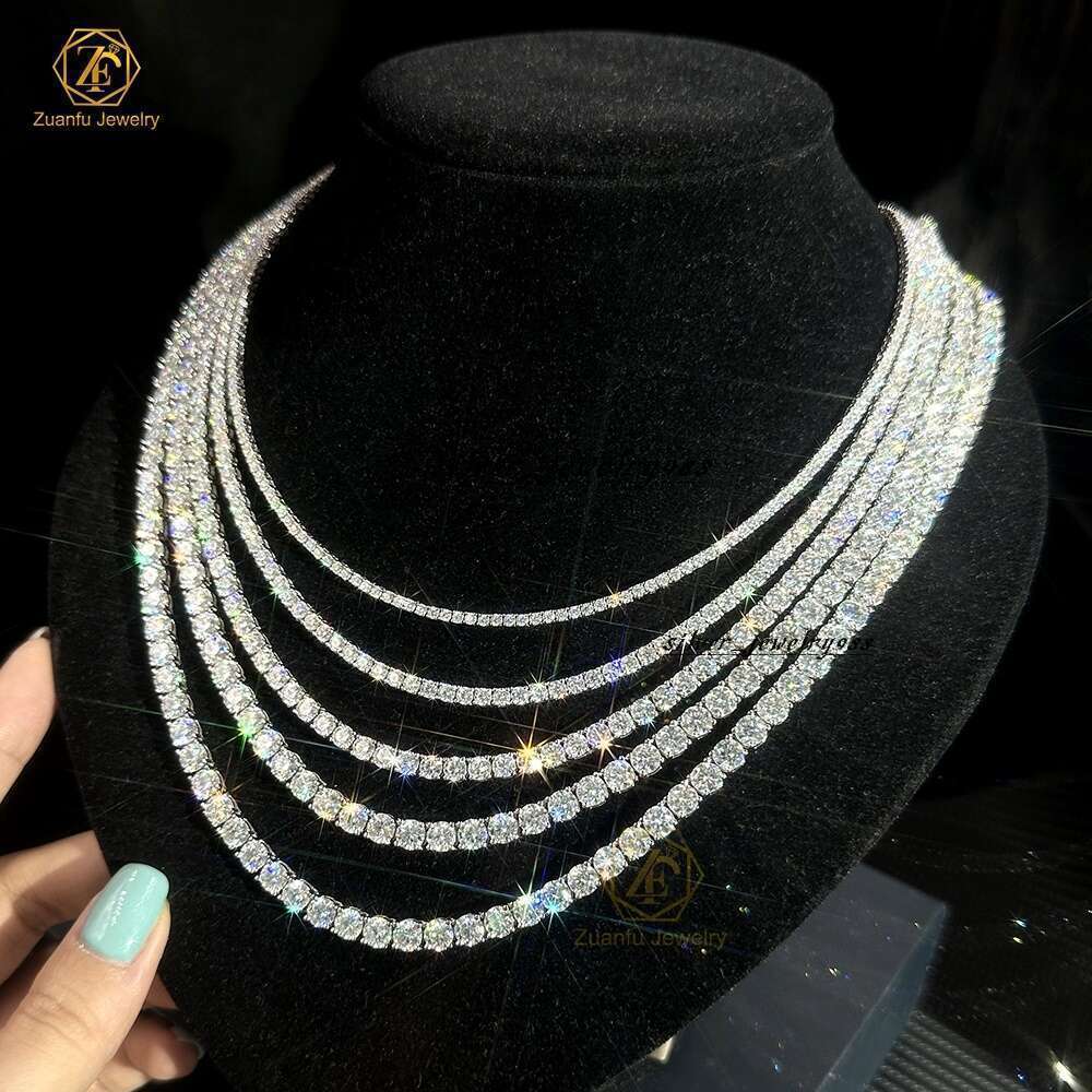 2Mm 2.5Mm 3Mm 4Mm LAB Grown 10K Solid Gold Bracelet Hip Hop Jewelry Necklace VVS CVD HPHT Diamond Tennis Chain