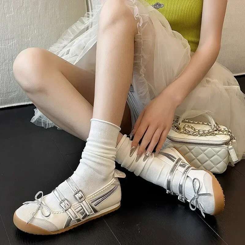 Summer Women Bow Ballet Dance Mary Jane Spring Fashion Designer Sneakers Jk Uniform Flat Lolita Soft-soled Casual Shoes