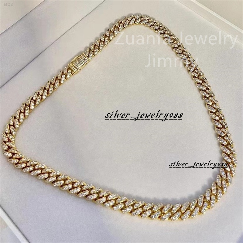 8mm One Row Mirco Pave Vvs1 Moissanite Bling Diamond Clarity Miami Cuban Link Chain Chocker