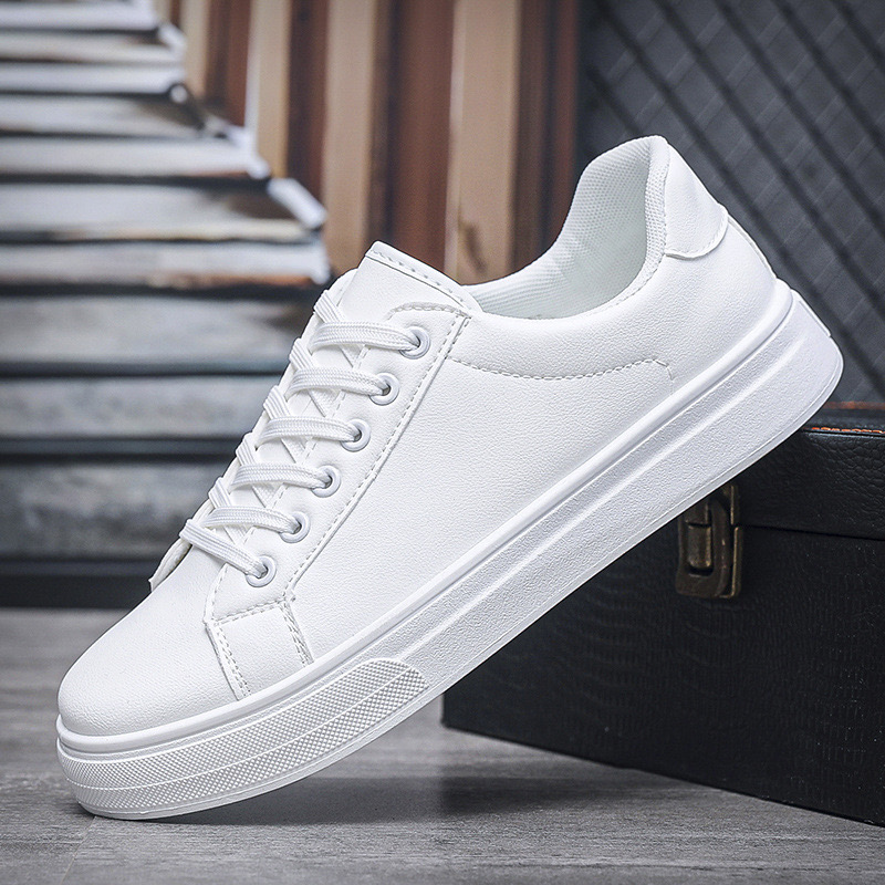 Women's Black Korean Trendy Lace Up Full Matching PU Casual Comfortable Walking Board Shoes Women Sneakers 2023 97a6