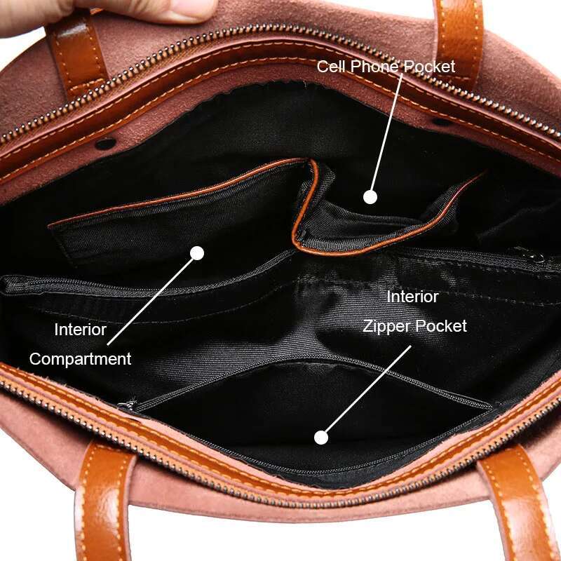 Cow Women's Leather Handbag Large Vintage Women's 2025 New Office Handbag Women's Designer Handbag
