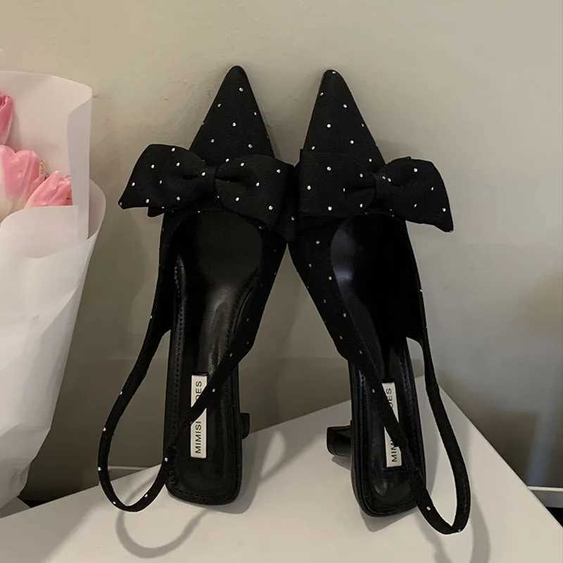 Green Fem Low Heel Footwear Shallow Wen -Knot Fashion Pointed Toe Ladies Heeled Sandals Pumps hot Shoes Z250325