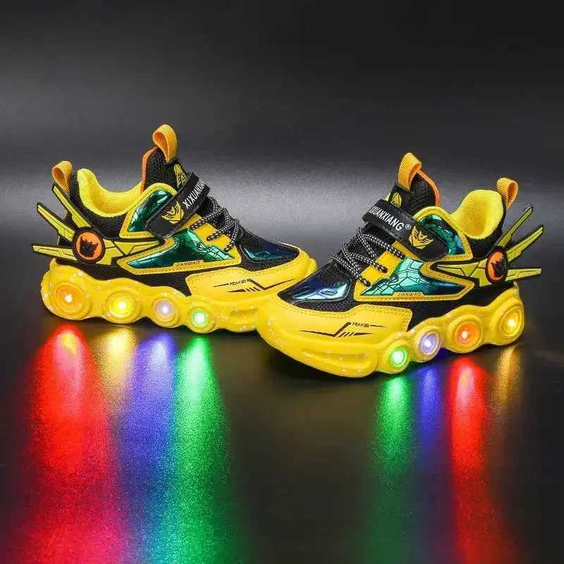 2025 Luminous With Lights Childrens Casual Shoes Retro Flash Walking Shoes Baby Girls Sports Shoes Basketball Shoes W250324