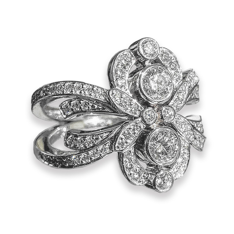 Brand Wedding Designer Rings Vintage Jewelry 925 Sterling Silver Sparkling Round Cut White Topaz CZ Diamond Eternity Party Women Flower Band Ring Gift