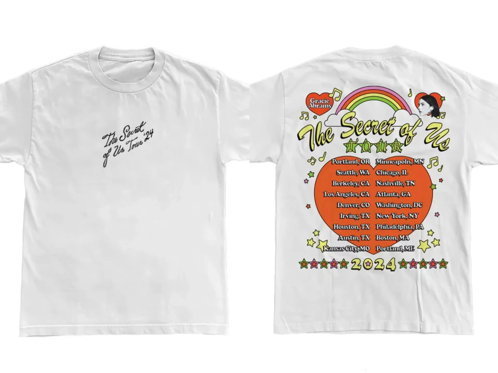 2025 Gracie Abrams Official Website The Secret of Us Tour T-Shirt Merch Women Men Hiphop O-neck Cotton Short Sleeve Tshirt Tops 250325