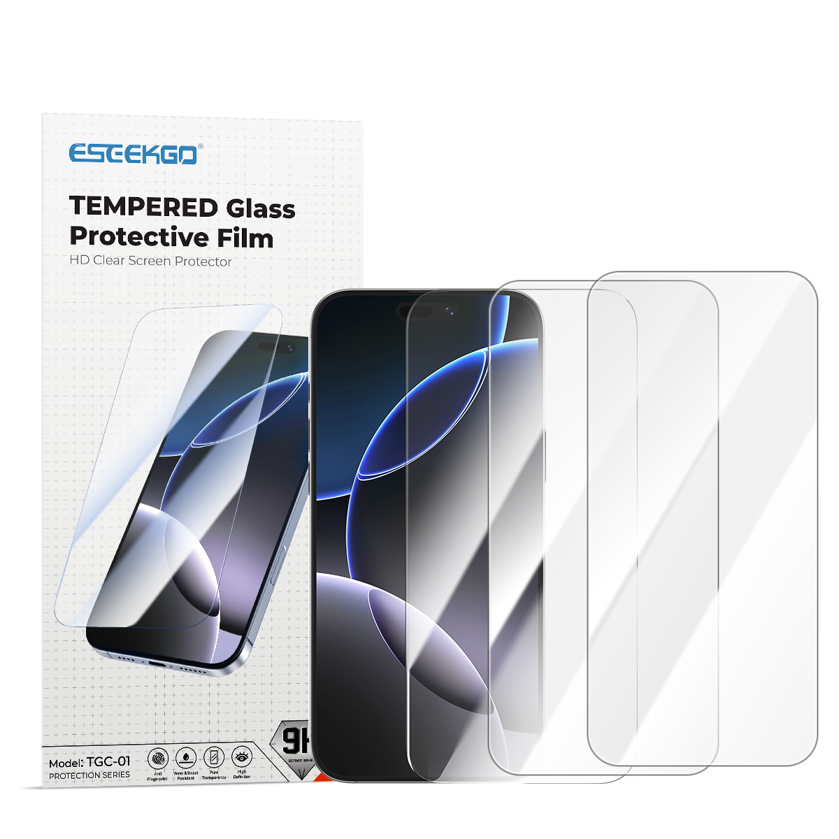 USA STOCK LOCAL ESEEKGO Screen Protector for iPhone 16Pro MAX 15 14 13 12 11 Pro Max XS XR Clear Tempered Glass TGC-01 200pcs Mix MOQ with 10 in 1 Pap