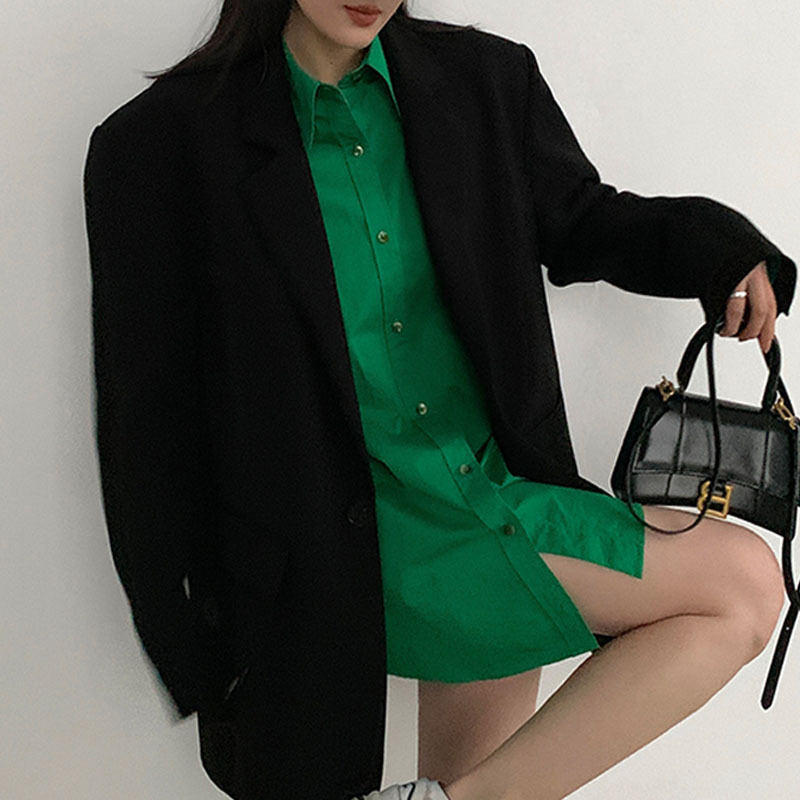 M324Chic Black Women's Blazer - High-Quality Casual Suiting for Spring and Fall