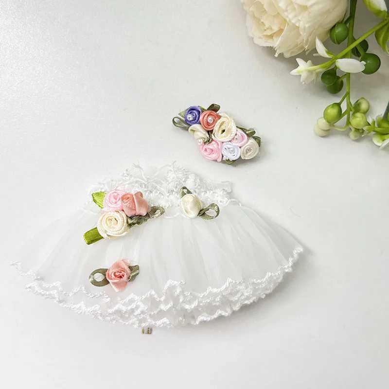 17cm Cute Mini Plush Doll Clothing Accessories Labubu II Idol Doll Flower Fairy Wedding Dress DIY Childrens GiftXJ250324