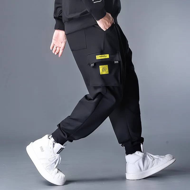 Large size mens cargo pants with stretch for runners spring and summer loose pockets fashionable plus large fat 8XL 250322