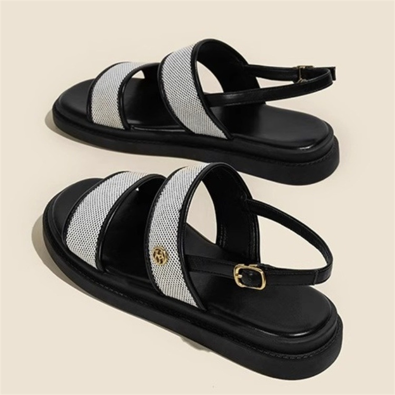 free shipping sandals designers for womens 2025 Summer New One Button Outdoor Beach Sandals Fashionable Casual Versatile Roman Style size35-40