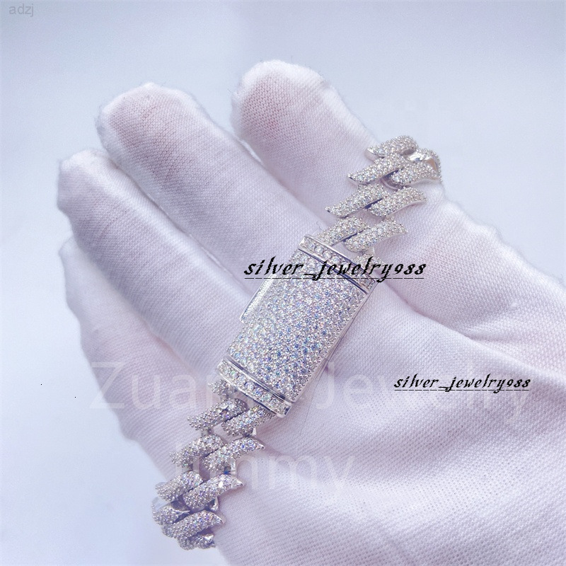 16mm Width Vvs Moissanite Diamond Hiphop Men Bling Bracelets Diamond Men