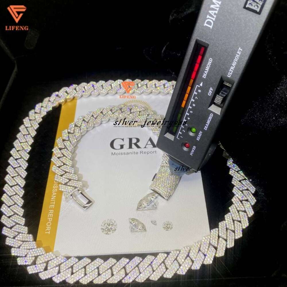 Ready To Ship 15Mm 8Inches 3Row Bracelet Hip Hop Jewelry Necklace Miami Iced Out Moissanite Cuban Chain Link