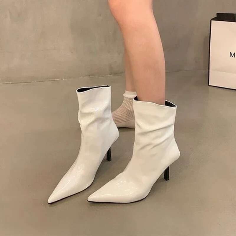New High Heels Ankle Sexy Pointed Toe 2024 Winter Fashion Boots Women Shoes Pumps Casual Mujer Botas