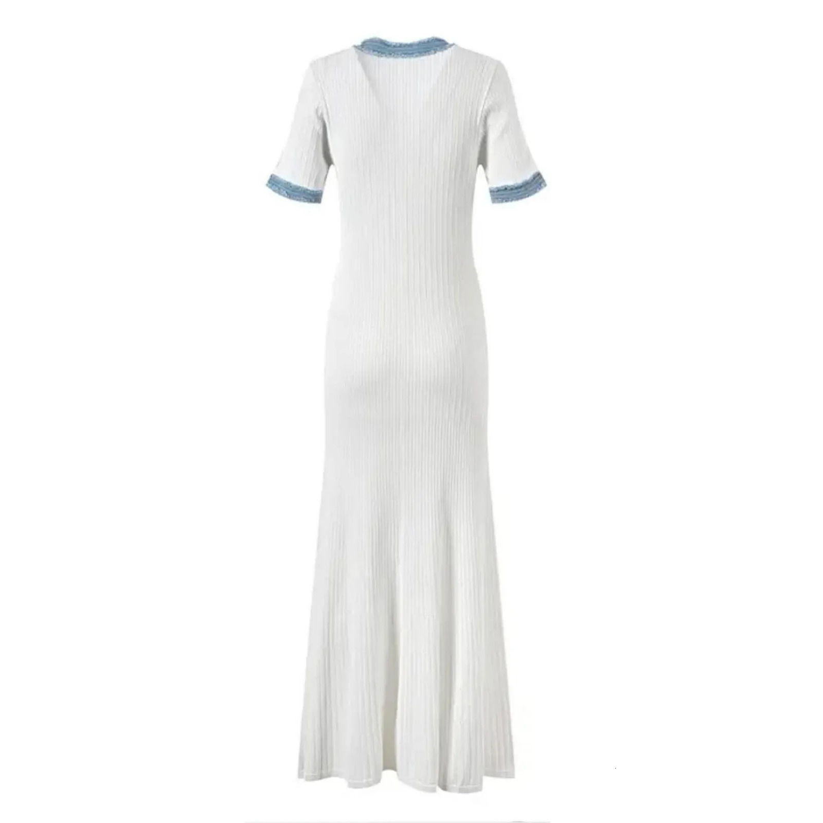 Autumn Winter Elegant Womens Knitted Long Skirt Cowboy Splicing Work Pocket Short Sleeve Single Chest Fashion Womens Tank Top 250322