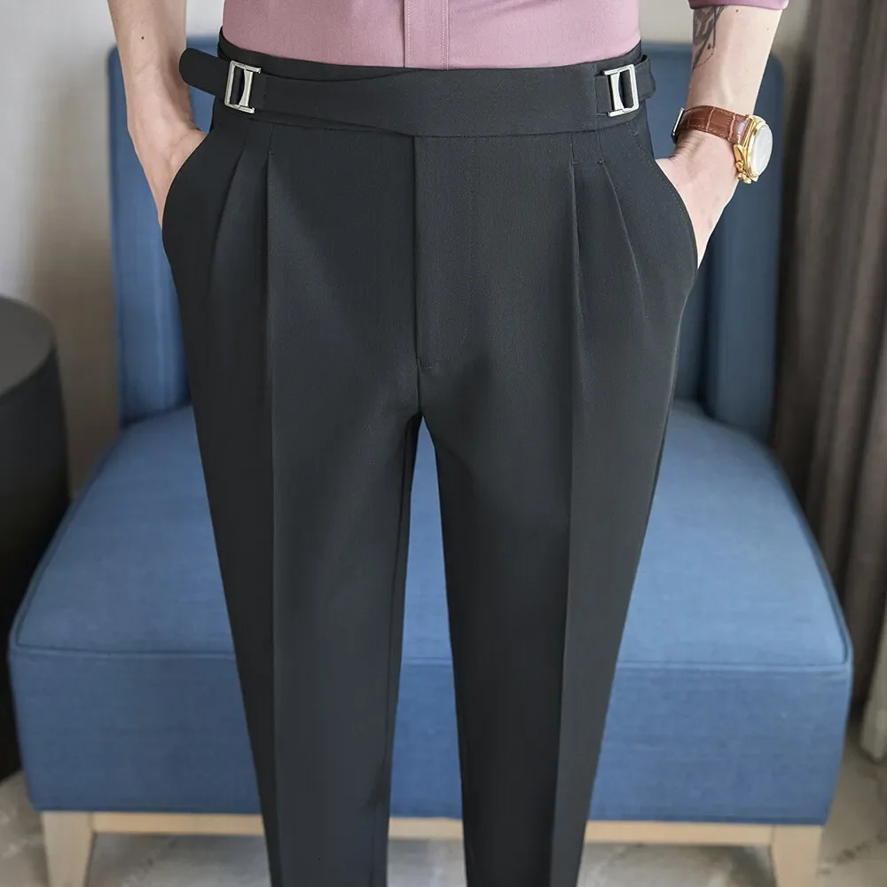 Spring Autumn Smart Casual Suit Pants Men Solid Color Slim Fit Office Fomal Wedding Party Dress Pants Mens White Suit Trousers 250325