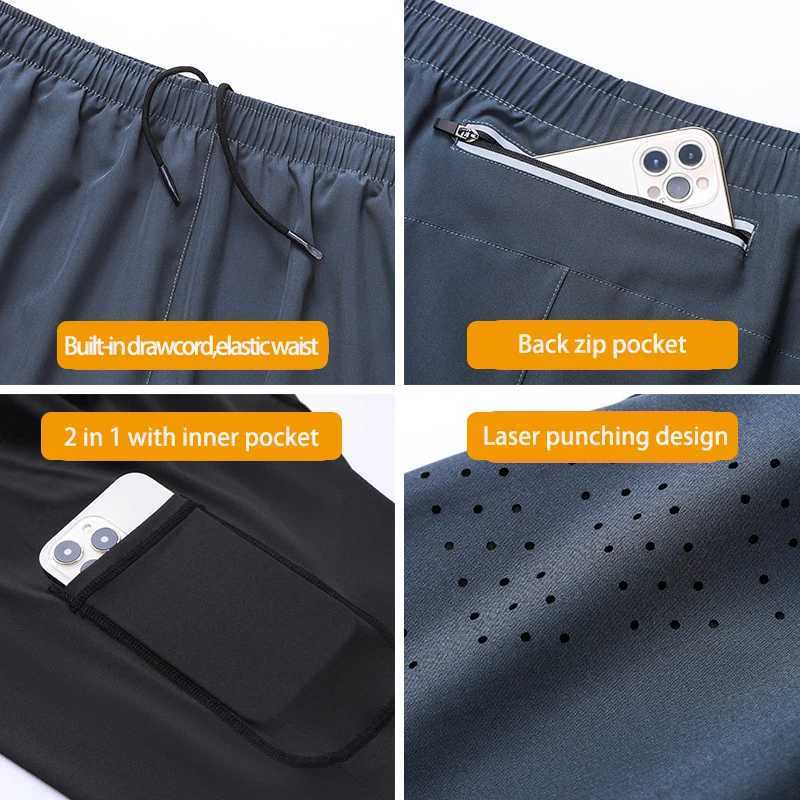 2-inch mens gym shorts fitness quick drying sports performance shorts printed double-layer shorts summer running W250324