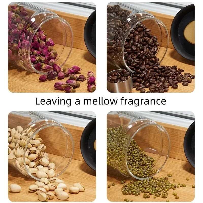 Manual Vacuum Moisture Proproof Kitchen High Borosilicate Glass Tea Coffee Bean Storage Sealed Jar