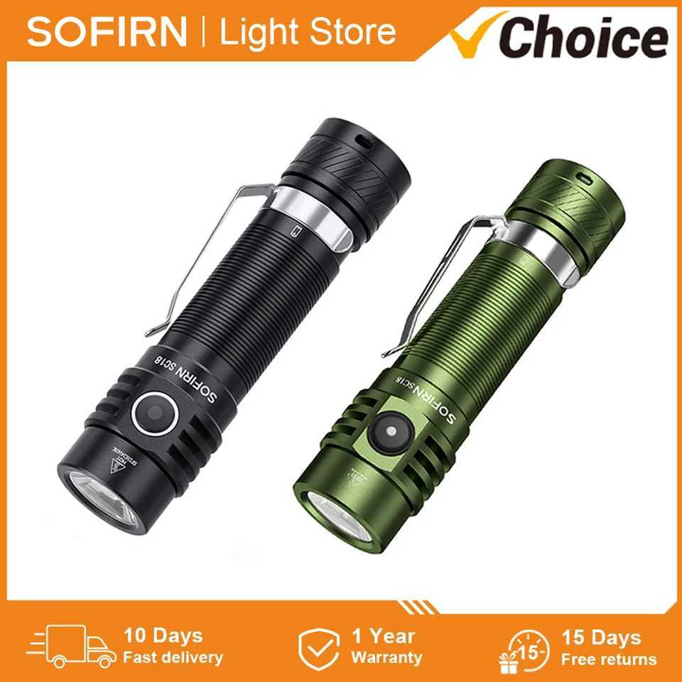 Sofirn SC18 1800lm EDC flash USB C charging SST40 LED 18650 flashlight TIR optical lens light with power indicator Z250325
