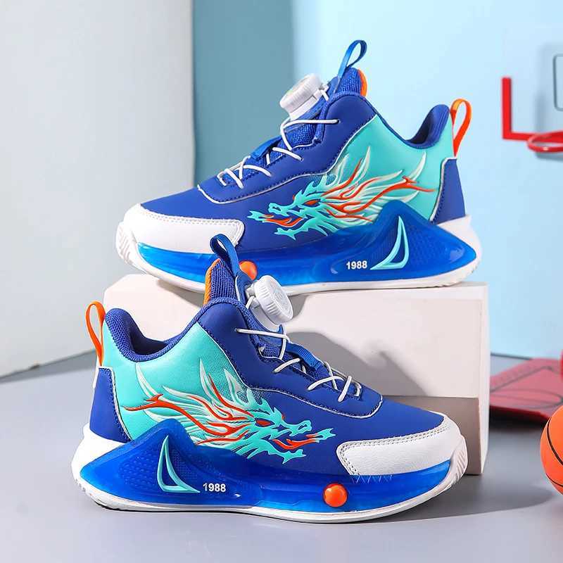 Childrens basketball shoes boys casual sports shoes dragon print fashion childrens sports shoes Tenis shoes lightweight basketball coaching machine W2