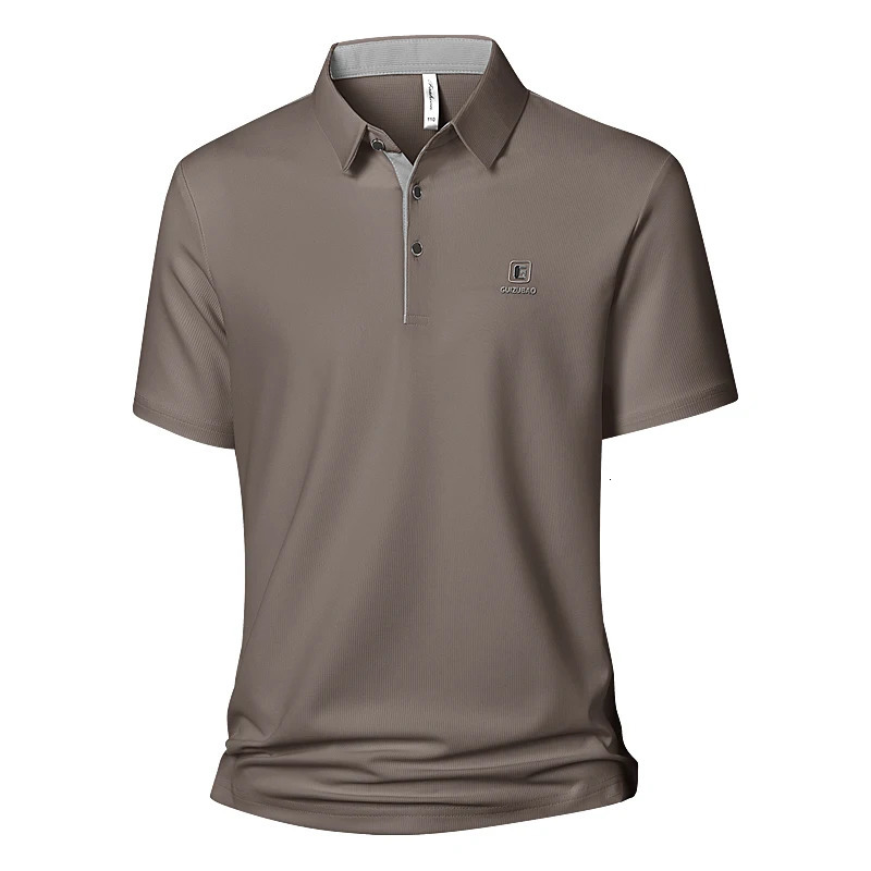 2025 solid color polo shirt mens business polo neck half sleeved top suitable for summer casual short sleeved mens T-shirt 250325