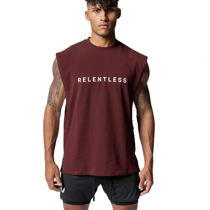 Mens Summer Cotton Casual Tank Top Gym Fitness Clothing Sleeveless Shirt Bodybuilding Running Singlet Undershirt Workout Vest 250320