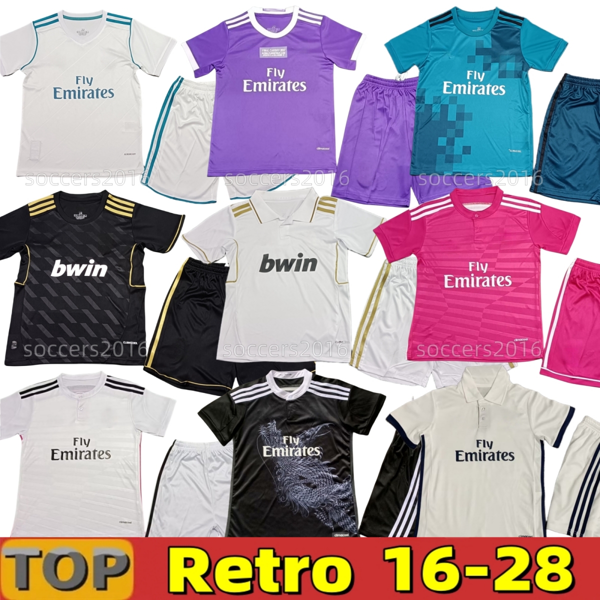 Retro Kids classic Real soccer jerseys 2017 18 Ronaldo 12 14 15 16 BENZEMA MARCELO KAKA BALE ISCO CARVAJAL SERGIO RAMOS Madrids 97 98 04 05 06 FIGO ZIDANE football shirt