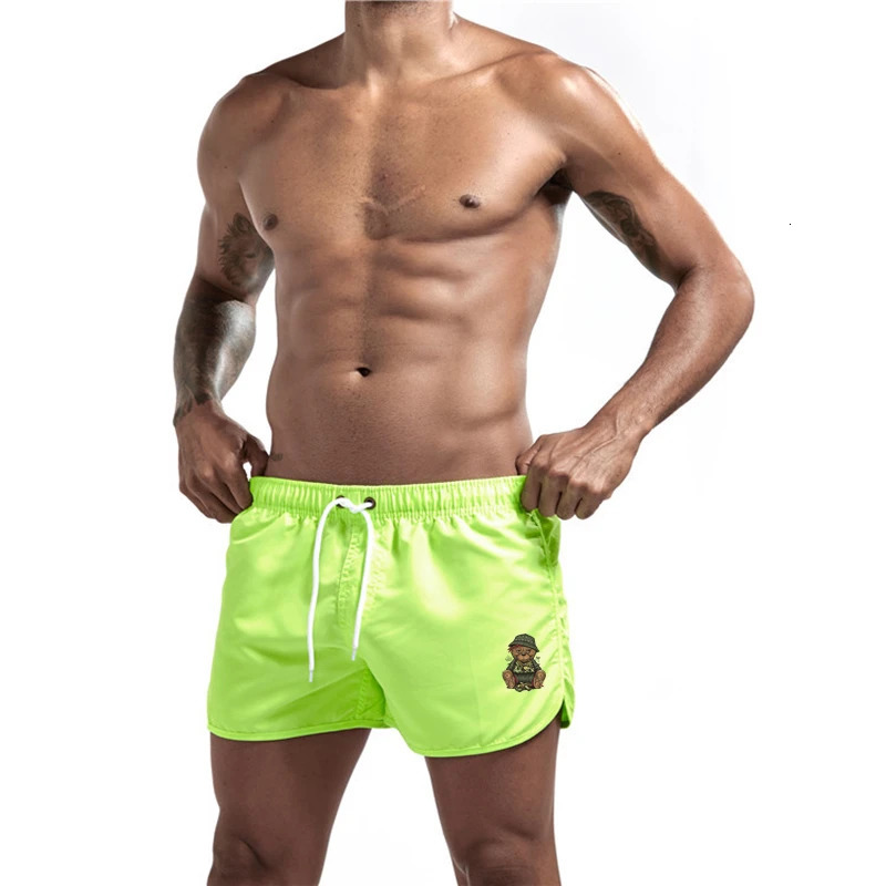 2024 Mens Bear Pattern Swimsuit Shorts Sexy Low Waist Breathable Beach Surfing 250321