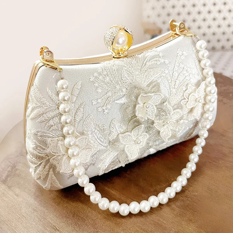 Women Flowers Evening Bags Dinner Wedding Dinner Wallets Pearl Hasp Clutch Wallets Mini Party Shoulder Bags 250320