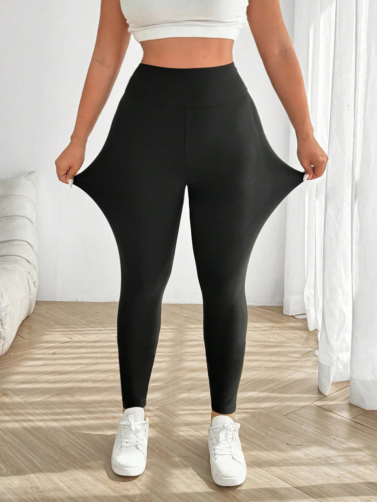 Plus Size Womens With Pockets Legging Sports Yoga Fitness Pants Weight Loss Hip Lifting Polyester Material 250324Z