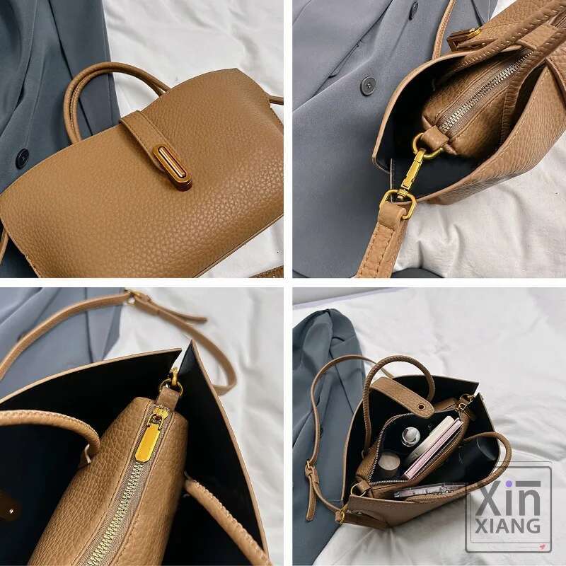 2025 new women's handbag, new lychee leather designer fashion handbag, multifunctional evening commuting single shoulder simple crossbody bag5