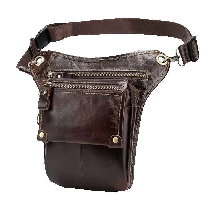 Men Genuine Leather Fanny Pack Waist Bag Leg Belt Sport Thigh