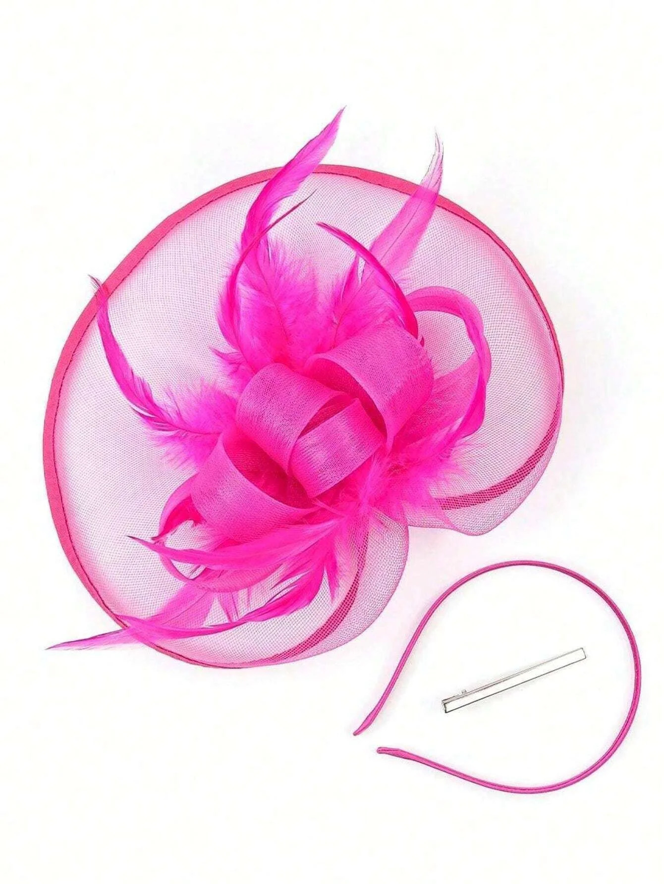 1Pc Fascinators Hats For Women Fancy Tea Party Hats 2024 Elegant 1950s kentucky Hats Hair Clip For Bride Wedding Party 250324