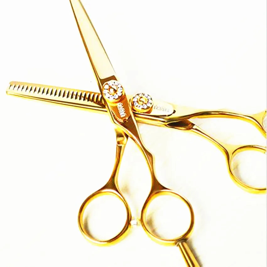 Professional 6 5.5 inch scissor JP 440c steel gold cut hair scissors cutting barber makeup thinning shears hairdresser scissors 250325 S2563